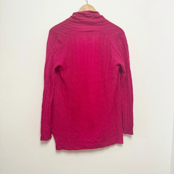 White + Warren XS Pink 100% Cashmere Cable Knit Open Cardigan Sweater - Picture 2 of 9